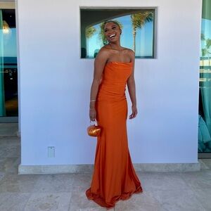 Burnt orange formal dress